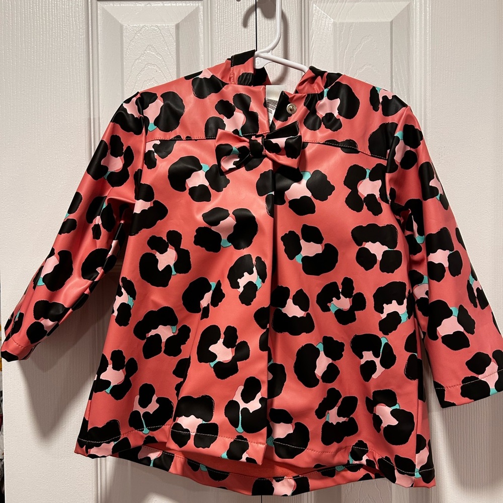 Little Me Pink cheetah raincoat 18 months